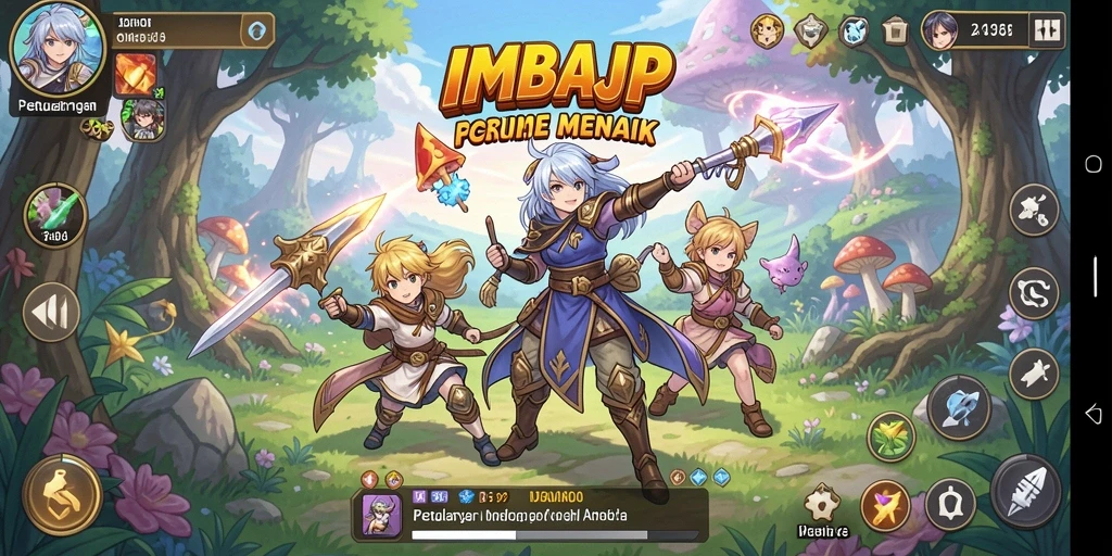 Screenshot gameplay menunjukkan pertarungan seru dan karakter anime yang menawan.