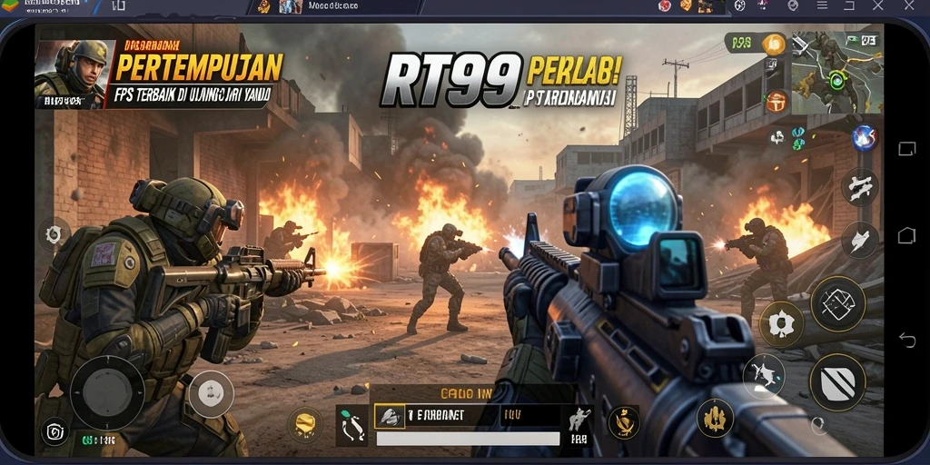 Gameplay intens dan mendebarkan dari RT99 dalam mode FPS.