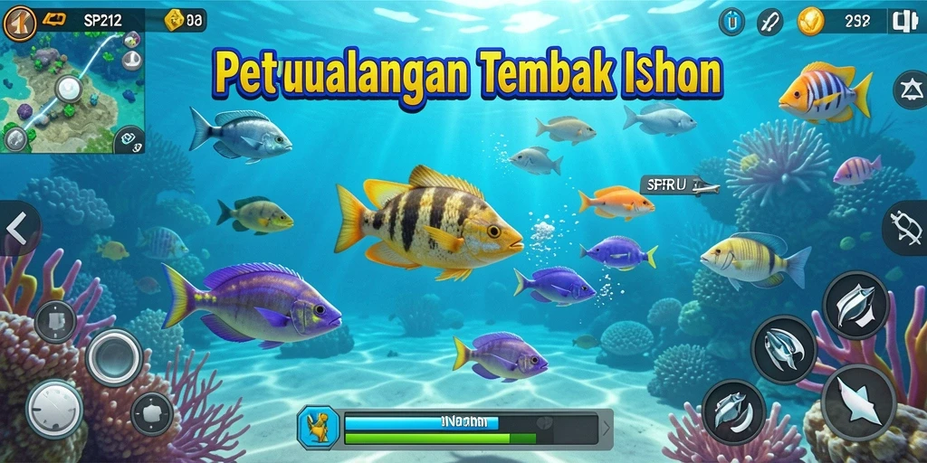 Screenshot gameplay SP212 menampilkan serunya menembak ikan.