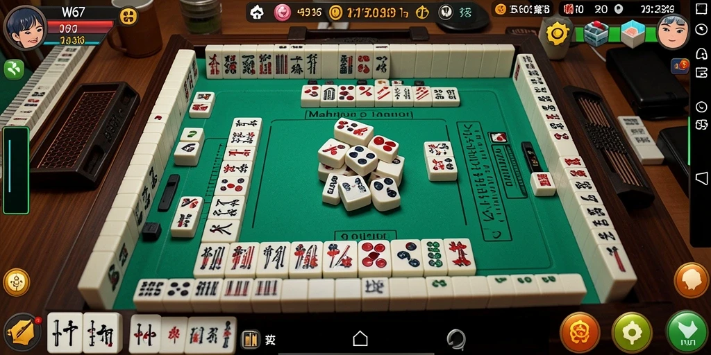 Tangkapan layar gameplay W67 yang menampilkan judul Mahjong yang menarik.